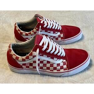 VANS Old Skool Shoes 11.5 Mens Red Checkered Low Top Sneakers Lace Up Skateboard